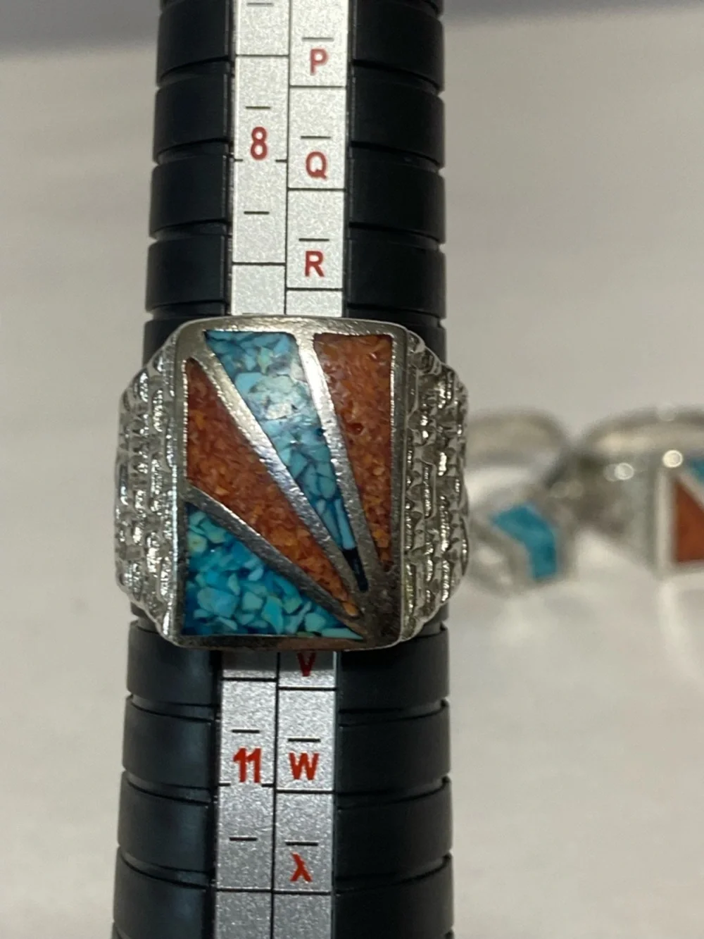 Southwest Style Ring Lot 6 Faux Turquoise Red Inlay Statement Rings